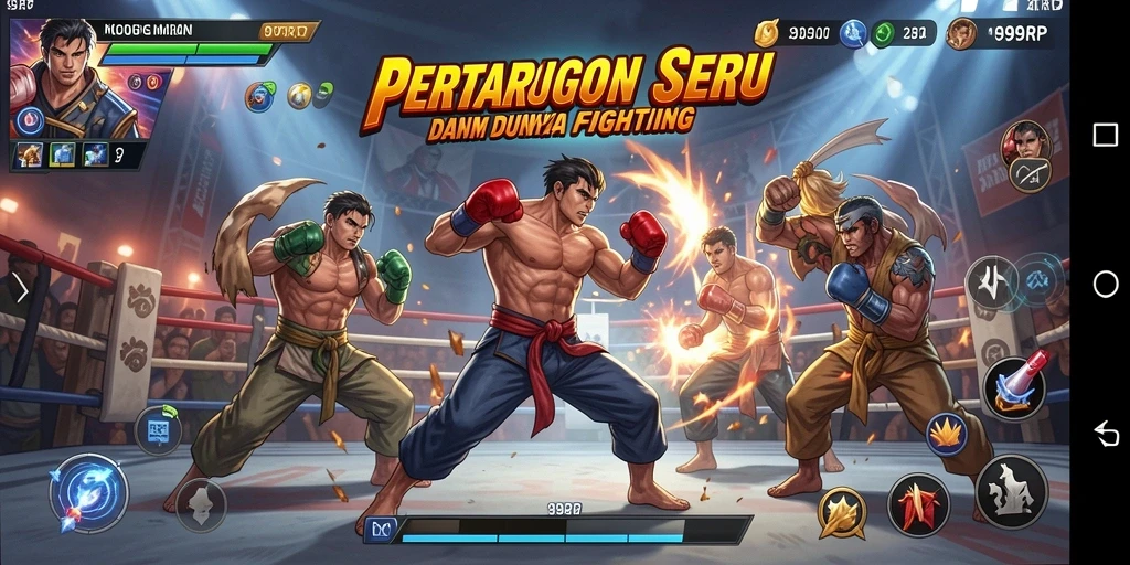 Screenshot dari gameplay pertarungan seru di 99RP