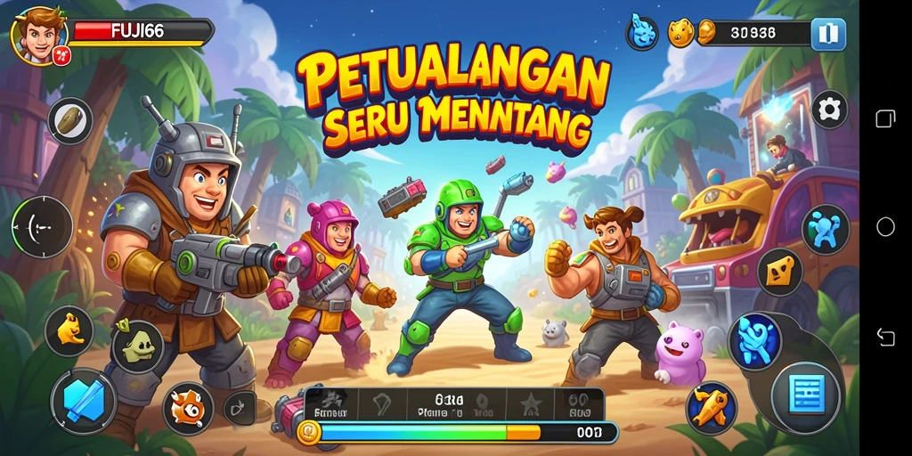 Tampilan gameplay FUJI66 yang seru dan penuh warna.