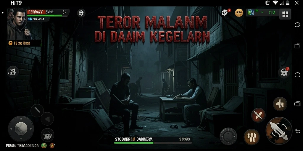 Gameplay HIT9 menampilkan makhluk menyeramkan dan suasana yang mencekam.