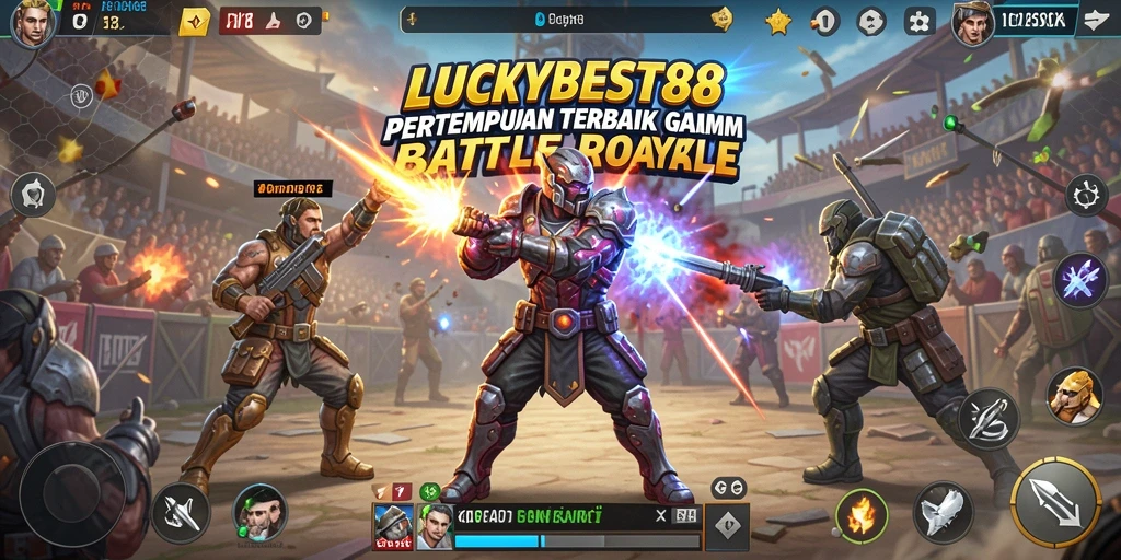 Screenshot menampilkan pertempuran intens di arena LUCKYBEST88.
