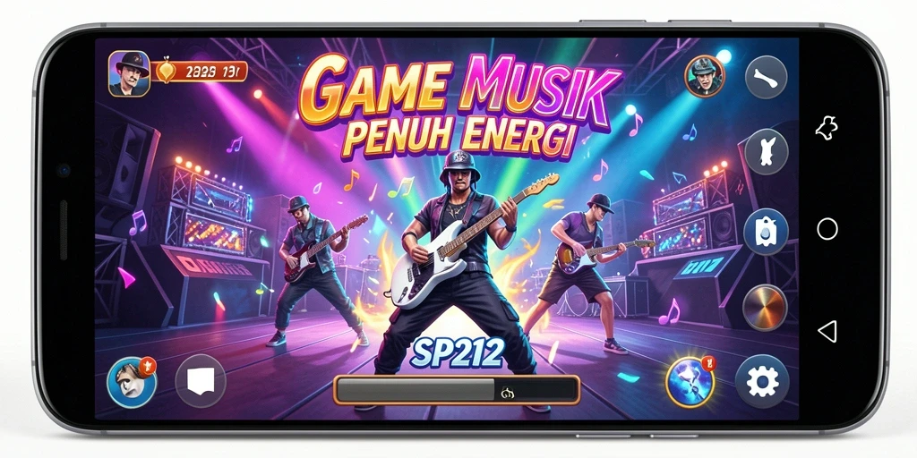 Tangkapan layar menunjukkan pengguna menikmati gameplay musik yang interaktif.